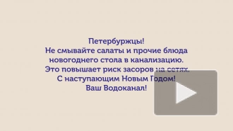 "Водоканал" призывает петербуржцев "не быть чушпанами" в Новый год 