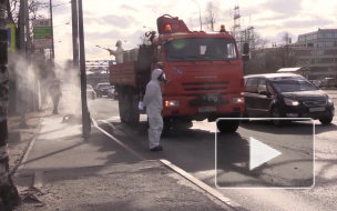 В МЧС засняли на видео процесс дезинфекции улиц в Мурино 