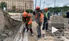 На площади перед Российской национальной библиотекой проводят реконструкцию фонтана