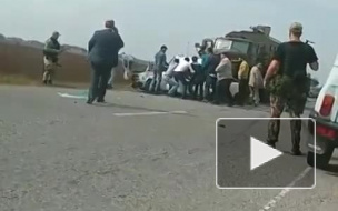 Появилось видео жесткого ДТП в Ингушетии с участием машины силовиков