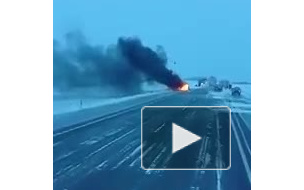 Очевидец снял ужасное ДТП на трассе Омск-Павлодар