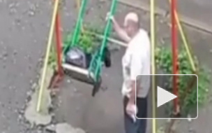 Заботливое видео из Владивостока: Собаку хозяин катал на качелях и каруселях